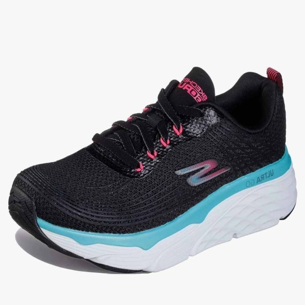 Stylish Black and Pink Athletic Shoes Skechers Size 7.5